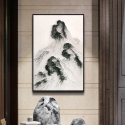 新中式立体玄关装饰画山水手工钉子画餐厅书房走廊壁画样板房挂画